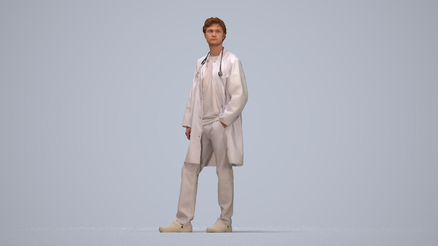 scanned 3D man standing, photogrammetry people for Enscape and V-Ray, top-down view render
