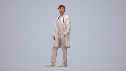 scanned 3D man standing, photogrammetry people for Enscape and V-Ray, top-down view render