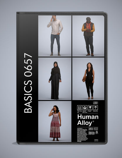 realistic 3D humans standing pack, 5 archviz people FBX OBJ for Blender