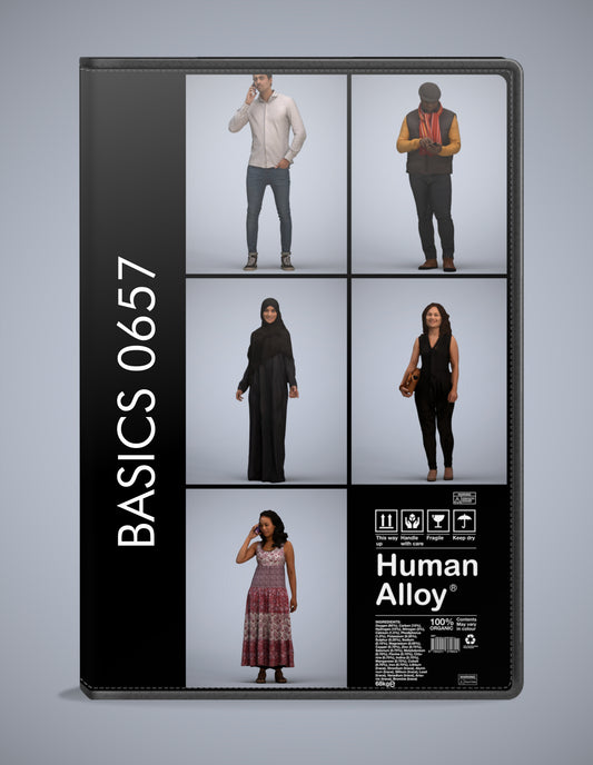 realistic 3D humans standing pack, 5 archviz people FBX OBJ for Blender