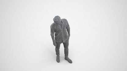 realistic 3D people man casual standing, render-ready for V-Ray and Corona, FBX OBJ, wireframe three-quarter view