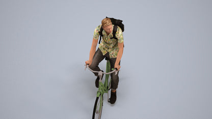 3D people model man casual cycling, scanned human for 3ds Max rendering, back view render