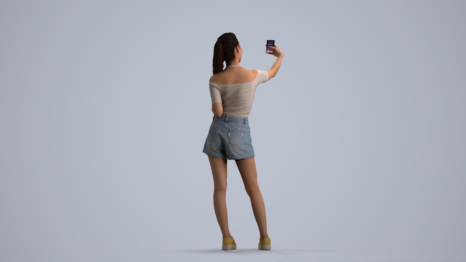 photogrammetry 3D woman casual standing, realistic human model archviz FBX, front view render