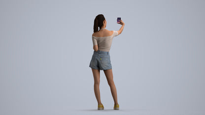 photogrammetry 3D woman casual standing, realistic human model archviz FBX, front view render