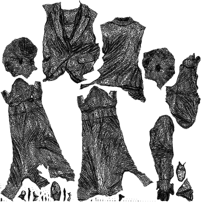 3D scanned woman business, photorealistic archviz people for Enscape and SketchUp, wireframe top-down view