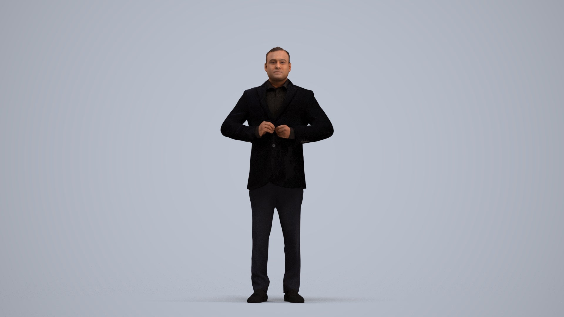 realistic 3D human man business standing, archviz people FBX OBJ for Blender, standing pose render