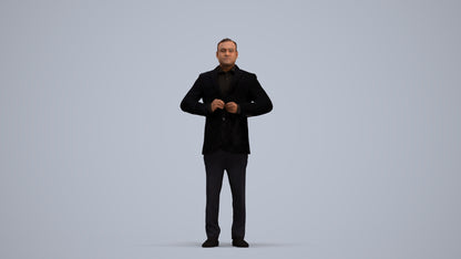 realistic 3D human man business standing, archviz people FBX OBJ for Blender, standing pose render
