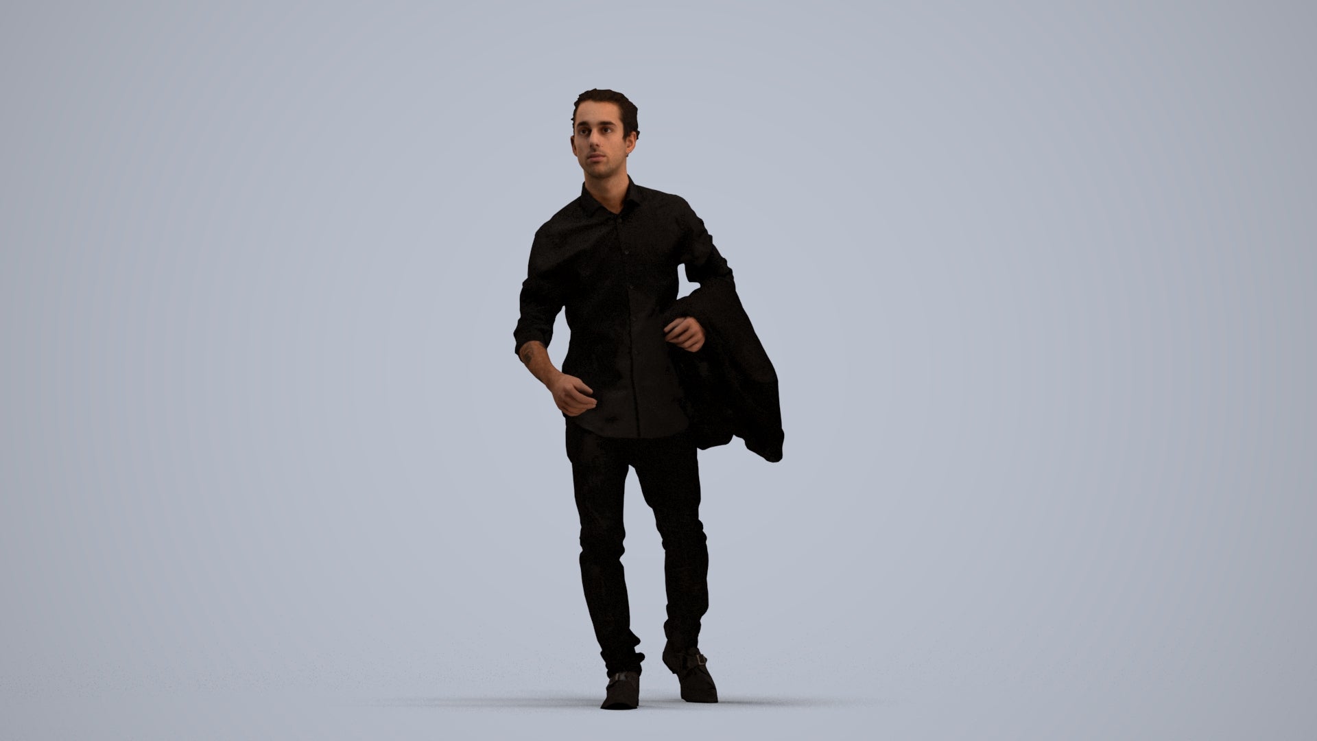 photogrammetry 3D man casual walking, realistic human model archviz FBX, standing pose render