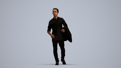 photogrammetry 3D man casual walking, realistic human model archviz FBX, standing pose render