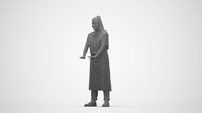 scanned 3D woman hospitality, photogrammetry people for Enscape and V-Ray, wireframe back view