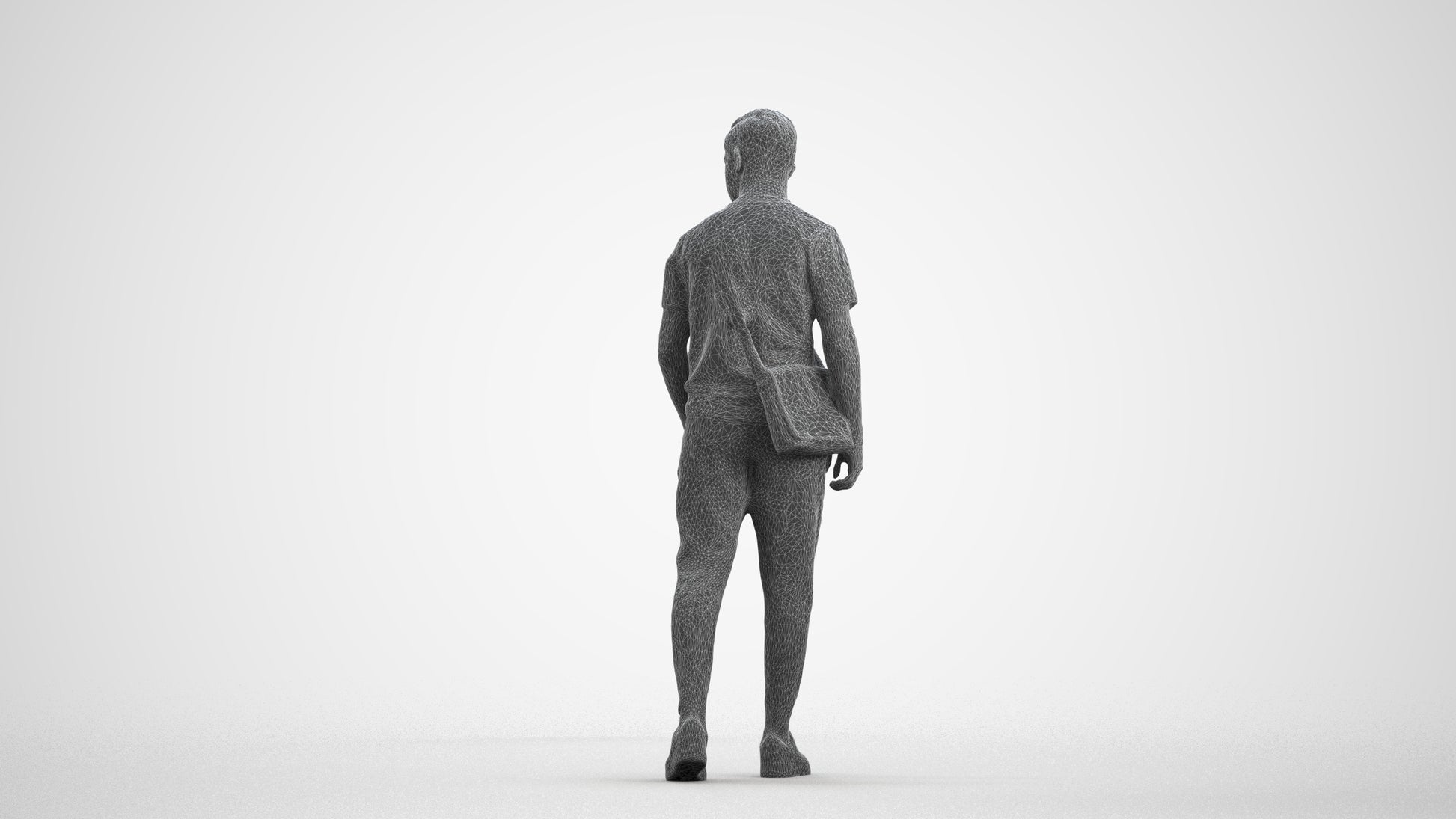 realistic 3D human boy casual kids, archviz people FBX OBJ for Blender, wireframe front view