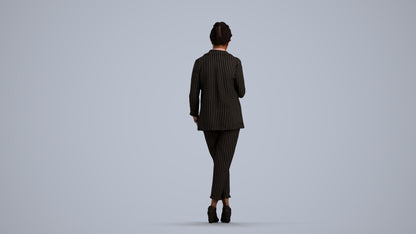 3D human model woman business, photogrammetry scanned person for archviz, front view render