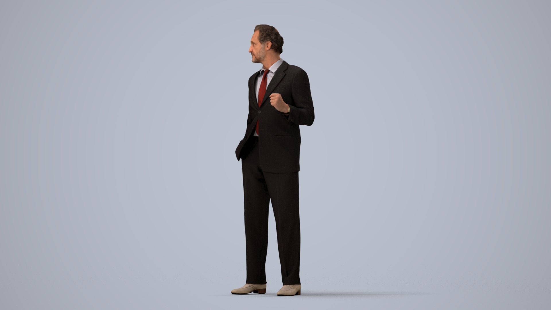 3D scanned man business, photorealistic archviz people for Enscape and SketchUp, three-quarter view render