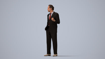 3D scanned man business, photorealistic archviz people for Enscape and SketchUp, three-quarter view render