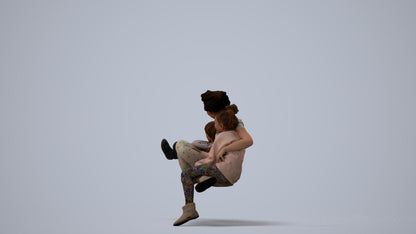realistic 3D girl casual kids, scanned archviz people for Blender and 3ds Max, three-quarter view render