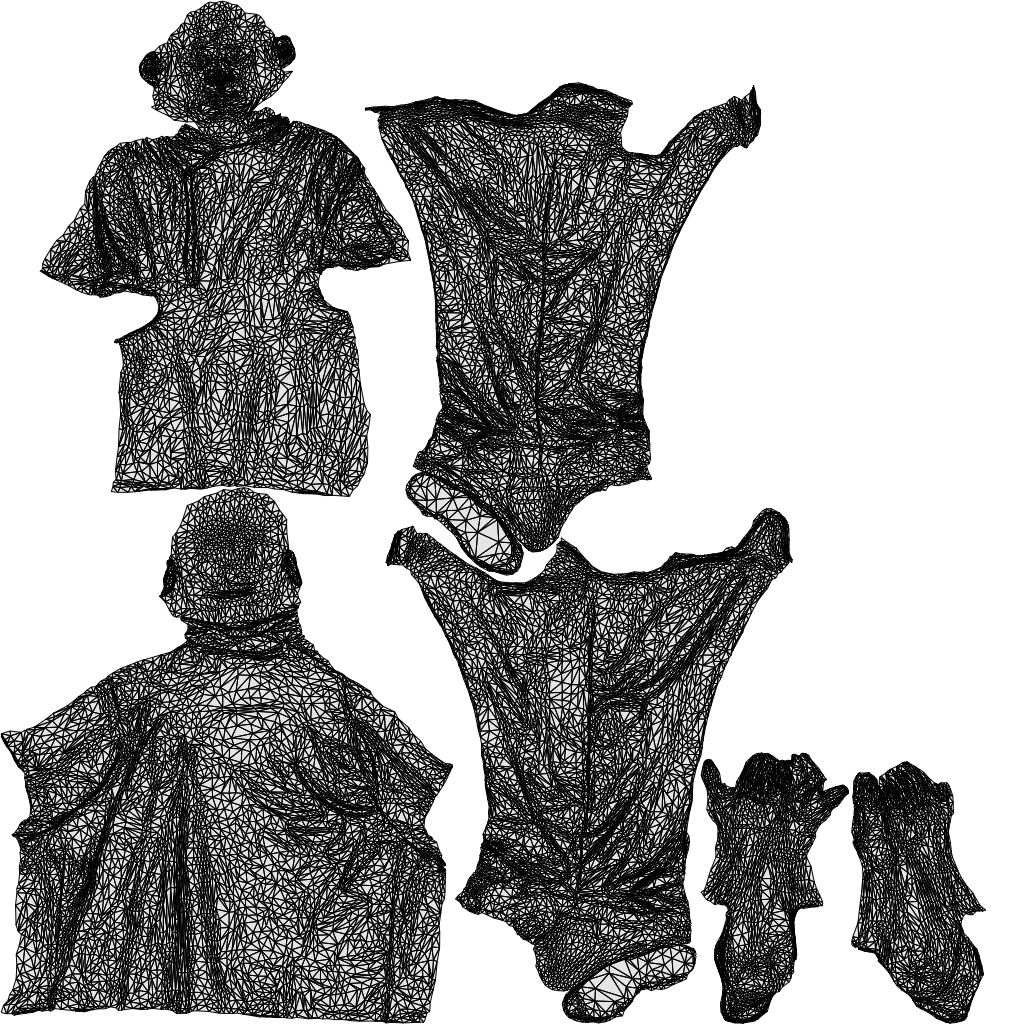 3D people model man hospitality, scanned human for 3ds Max rendering, wireframe top-down view