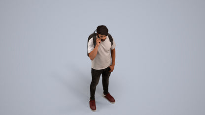 3D scanned man standing casual, photorealistic archviz people for Enscape and SketchUp, back view render