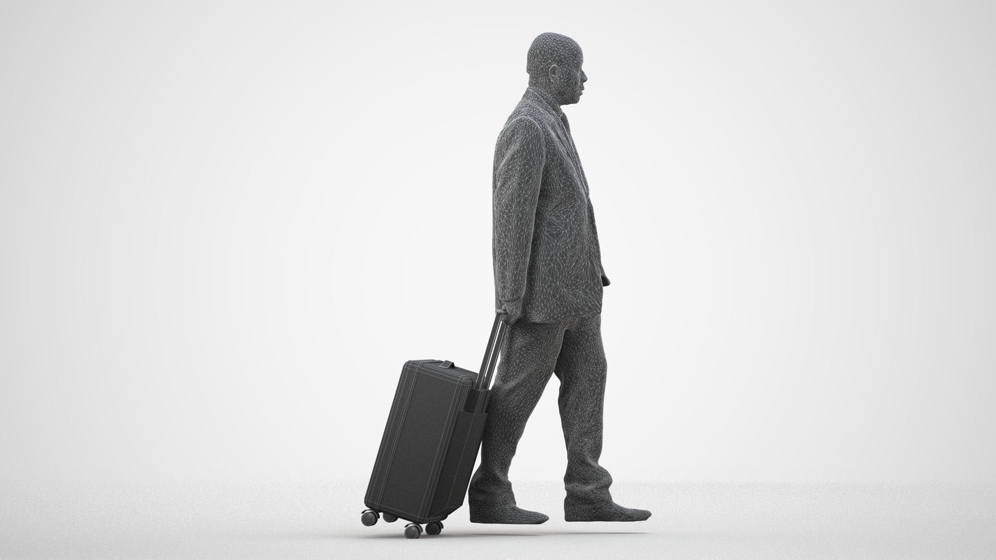 photogrammetry 3D man business, realistic human model archviz FBX, wireframe side view