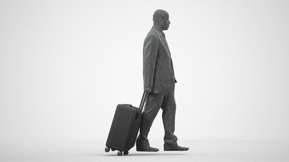 photogrammetry 3D man business, realistic human model archviz FBX, wireframe side view