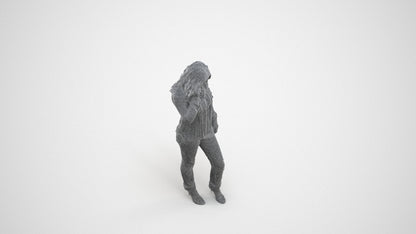 realistic 3D people woman casual walking, render-ready for V-Ray and Corona, FBX OBJ, wireframe three-quarter view