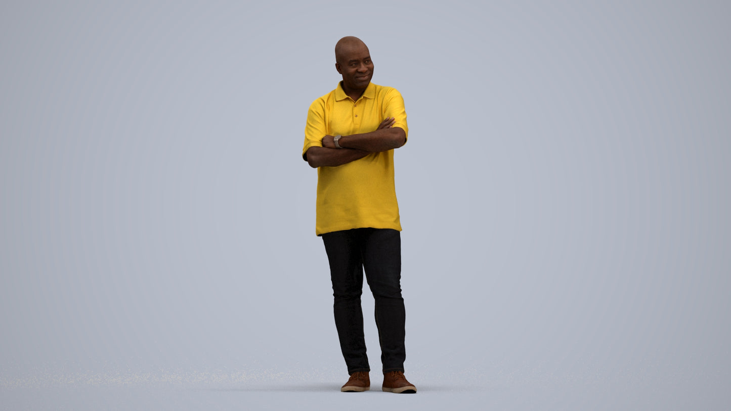 scanned 3D man casual standing, photogrammetry people for Enscape and V-Ray, standing pose render