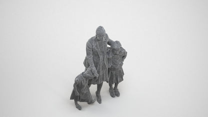 photogrammetry 3D girl kids, realistic human model archviz FBX, wireframe three-quarter view