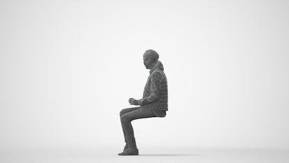 scanned 3D senior woman casual sitting, photogrammetry people for Enscape and V-Ray, square thumbnail