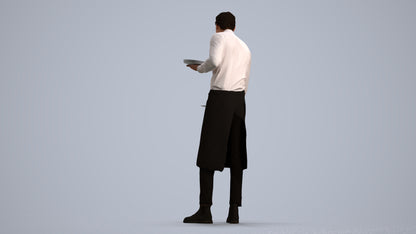 realistic 3D man hospitality, scanned archviz people for Blender and 3ds Max, front view render
