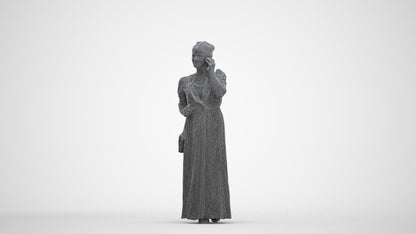 3D scanned woman standing casual, photorealistic archviz people for Enscape and SketchUp, three-quarter front view render