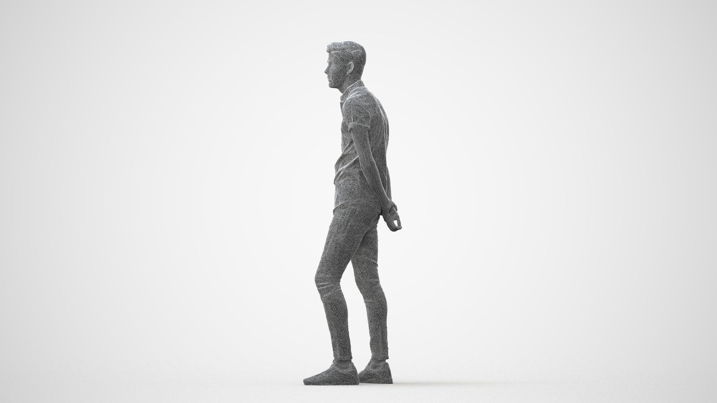 realistic 3D man casual standing, scanned archviz people for Blender and 3ds Max, square thumbnail
