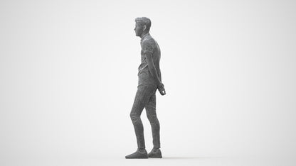 realistic 3D man casual standing, scanned archviz people for Blender and 3ds Max, square thumbnail