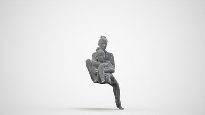 3D human model girl kids, photogrammetry scanned person for archviz, wireframe side view