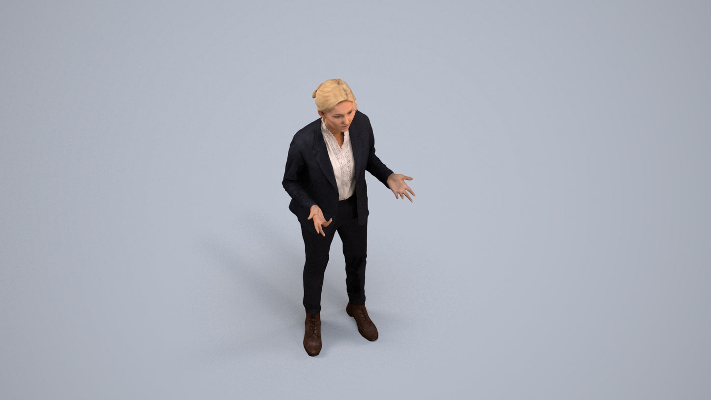 3D scanned woman business, photorealistic archviz people for Enscape and SketchUp, back view render