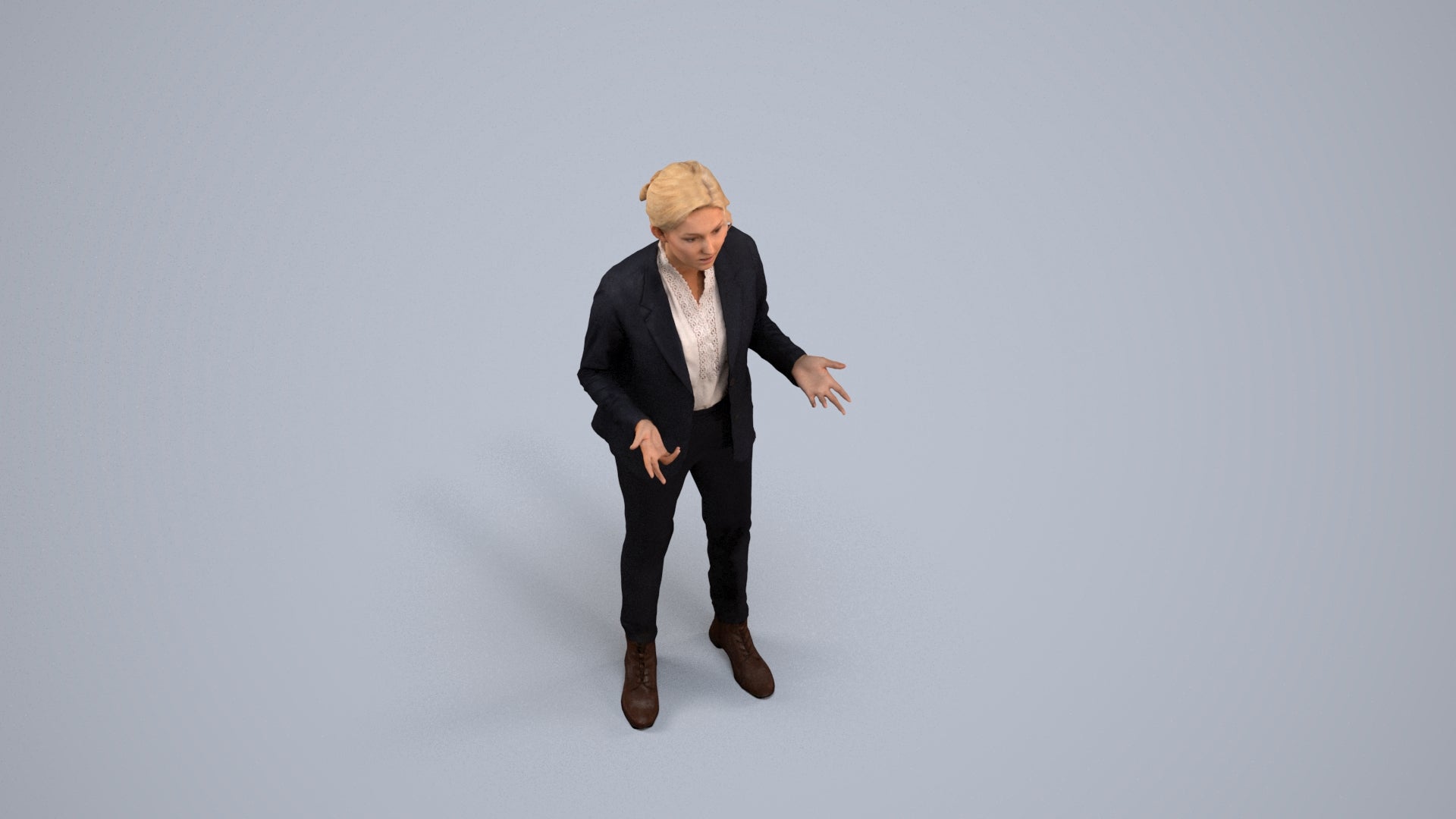 3D scanned woman business, photorealistic archviz people for Enscape and SketchUp, back view render