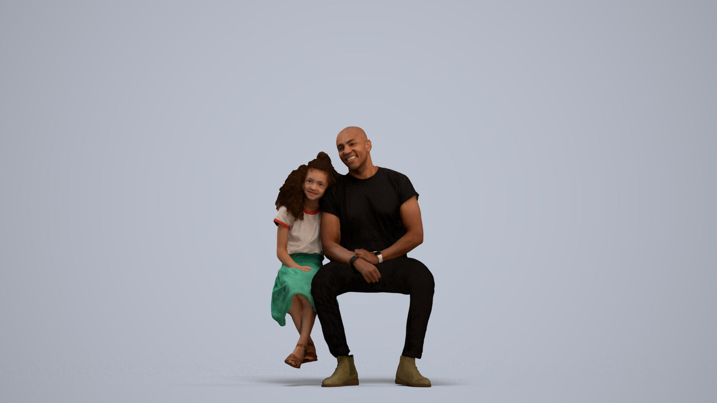 3D scanned girl kids casual, photorealistic archviz people for Enscape and SketchUp, standing pose render