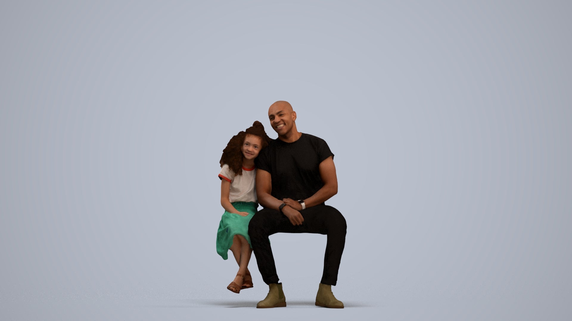 3D scanned girl kids casual, photorealistic archviz people for Enscape and SketchUp, standing pose render