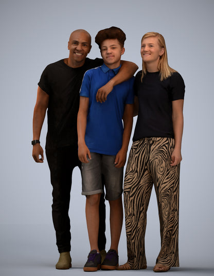 3D human model girl casual kids, photogrammetry scanned person for archviz