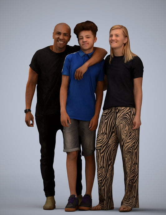 3D human model girl casual kids, photogrammetry scanned person for archviz