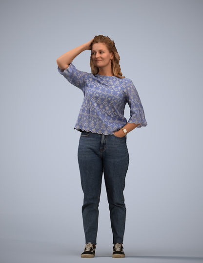 photogrammetry 3D woman casual standing, realistic human model archviz FBX