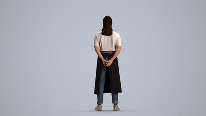 realistic 3D people woman hospitality, render-ready for V-Ray and Corona, FBX OBJ, front view render