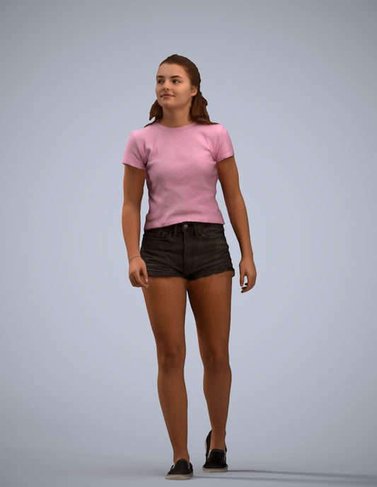 photogrammetry 3D girl casual standing, realistic human model archviz FBX