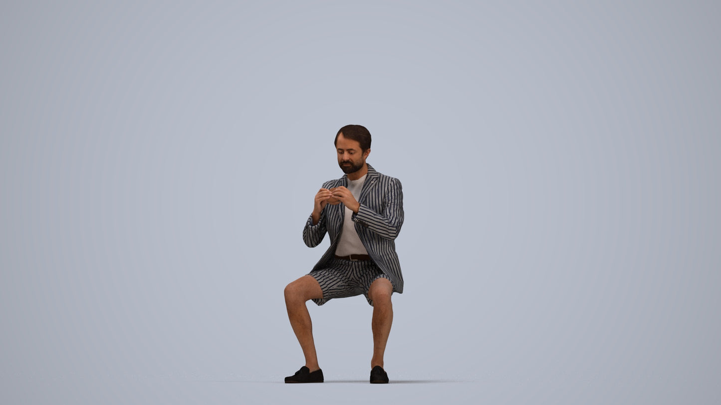 3D scanned man business, photorealistic archviz people for Enscape and SketchUp, top-down view render