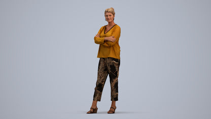 realistic 3D woman casual standing, scanned archviz people for Blender and 3ds Max, standing pose render