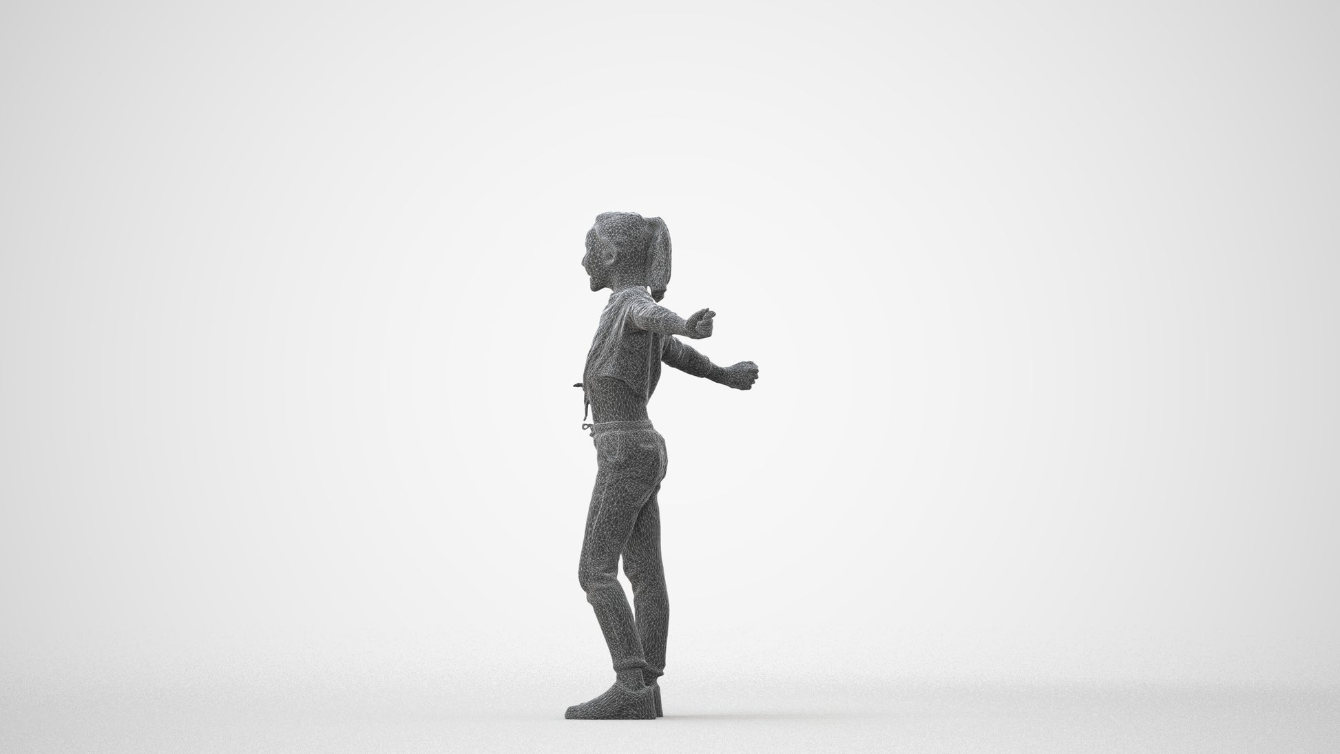 realistic 3D human girl casual kids, archviz people FBX OBJ for Blender, square thumbnail