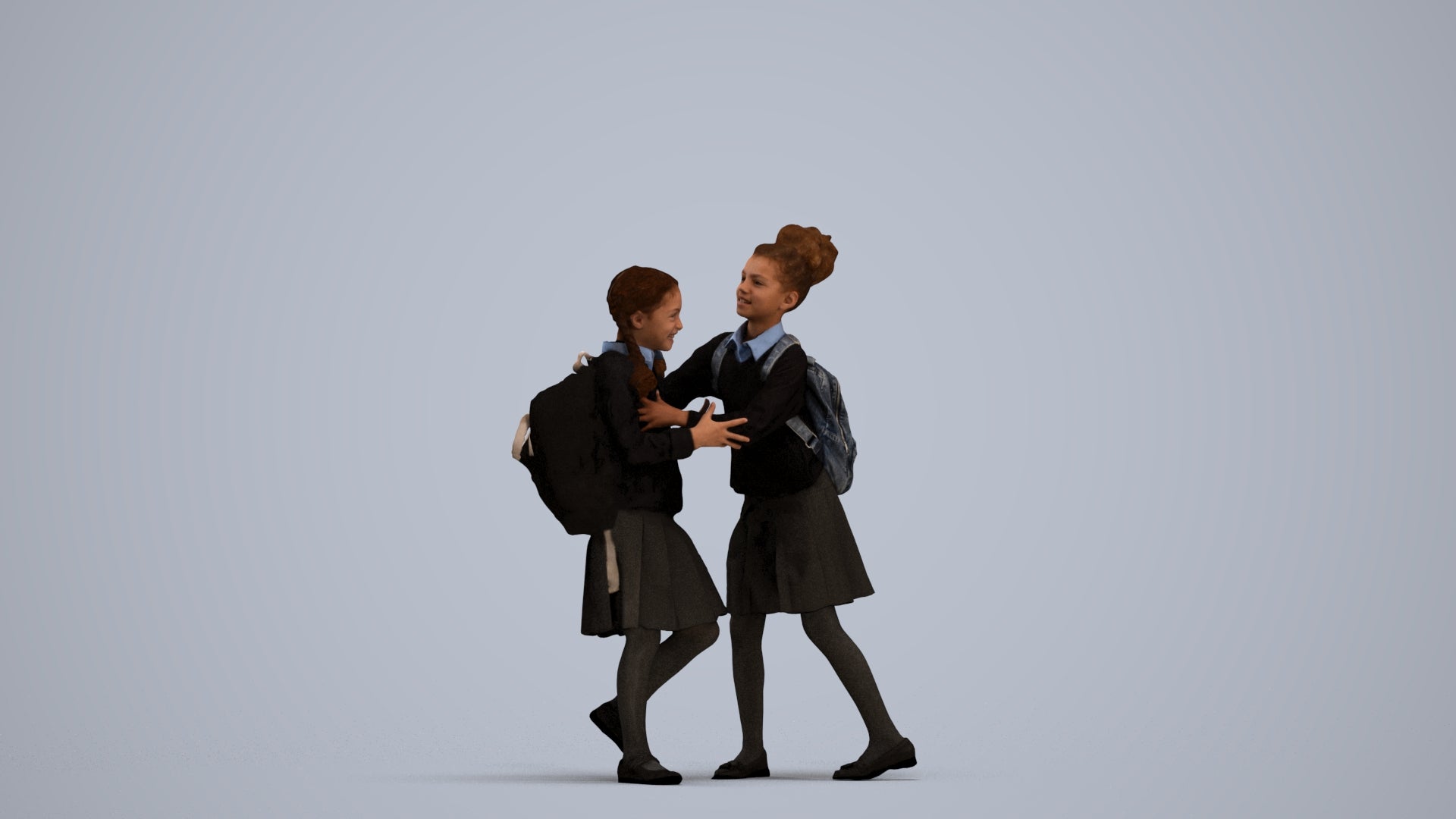 realistic 3D human girl kids, archviz people FBX OBJ for Blender, standing pose render