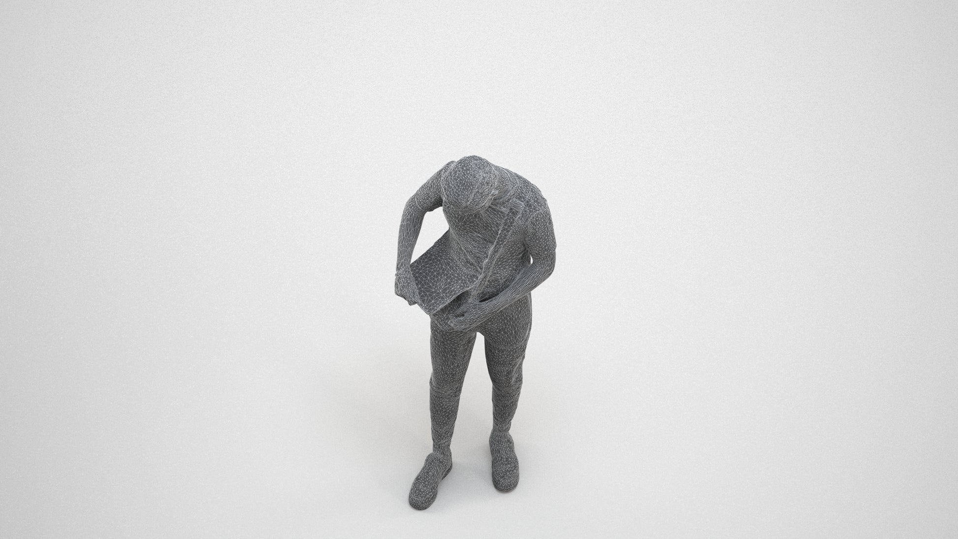 realistic 3D human boy casual kids, archviz people FBX OBJ for Blender, wireframe three-quarter view