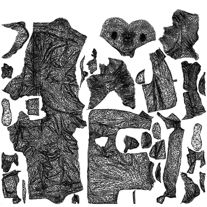 3D scanned senior man walking, photorealistic archviz people for Enscape and SketchUp, wireframe top-down view