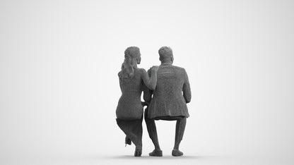 3D people model woman formal couple, scanned human for 3ds Max rendering, wireframe front view