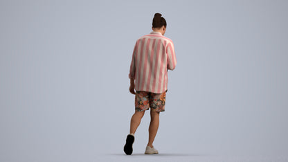 realistic 3D people man casual walking, render-ready for V-Ray and Corona, FBX OBJ, front view render