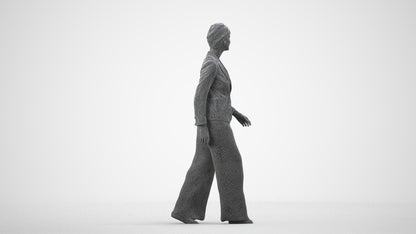 photogrammetry 3D woman business, realistic human model archviz FBX, wireframe side view